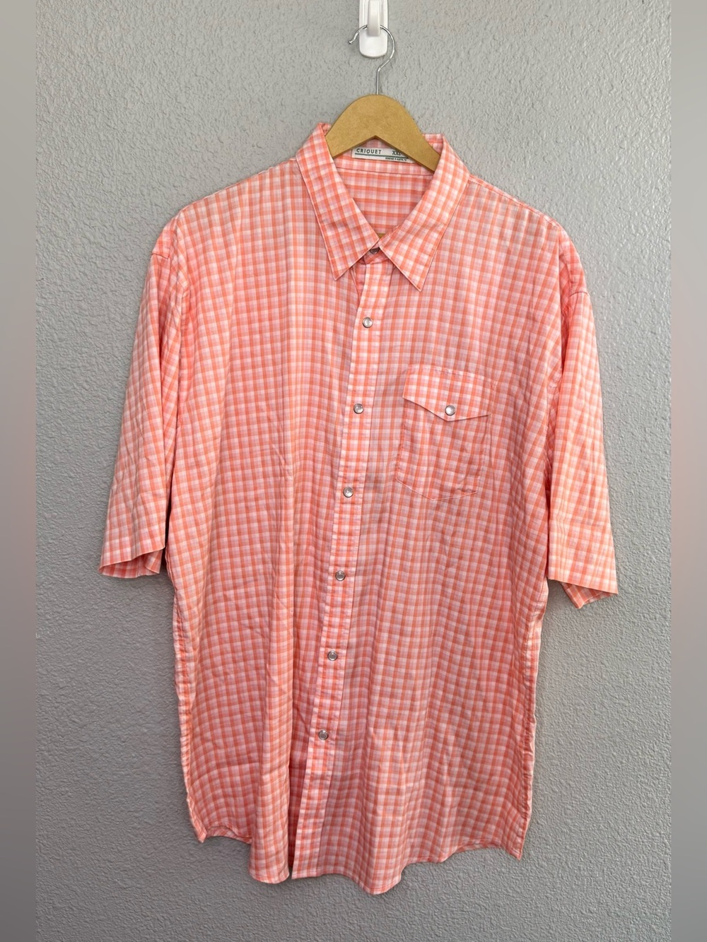 Criquet | S/S Button Down Shirt with Mother of Pearl Snaps | Gingham | Size XL